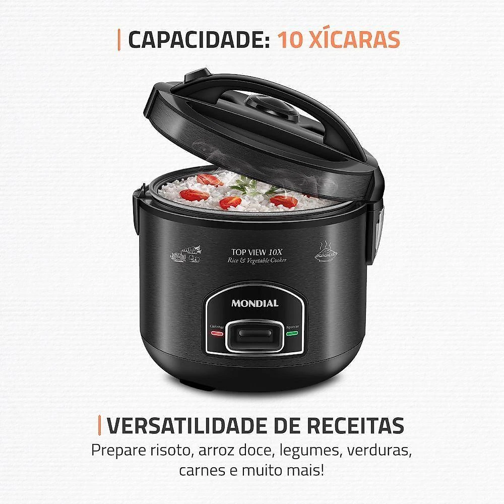 Panela Elétrica Top View 10x Mondial Black Inox 700W PE-30-10X 110V