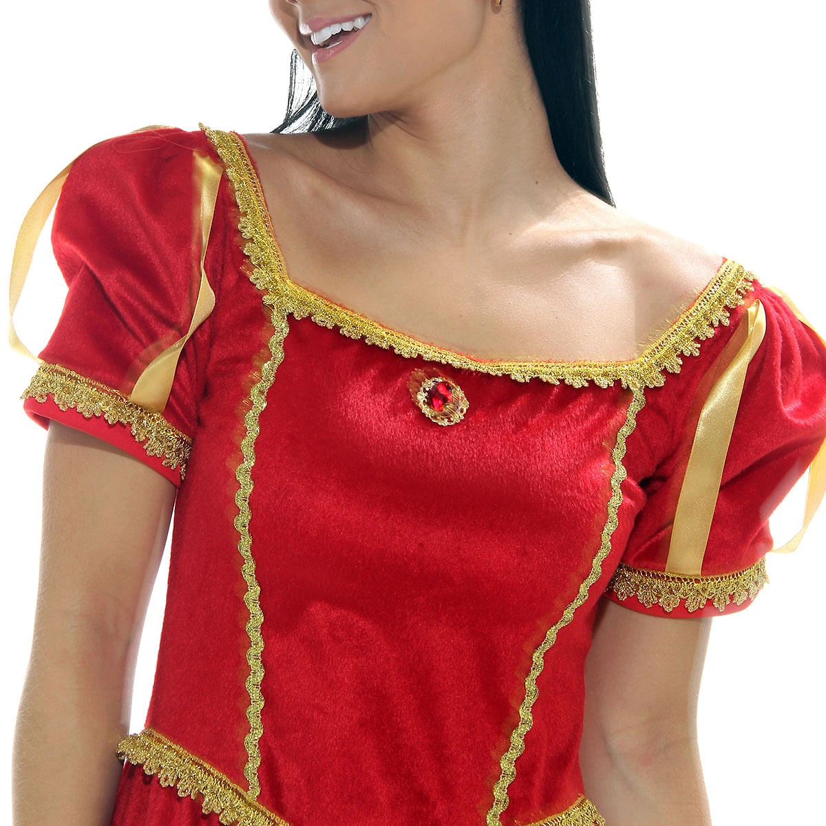 Fantasia de Rainha Vestido Adulto de Veludo Vermelho e Coroa G