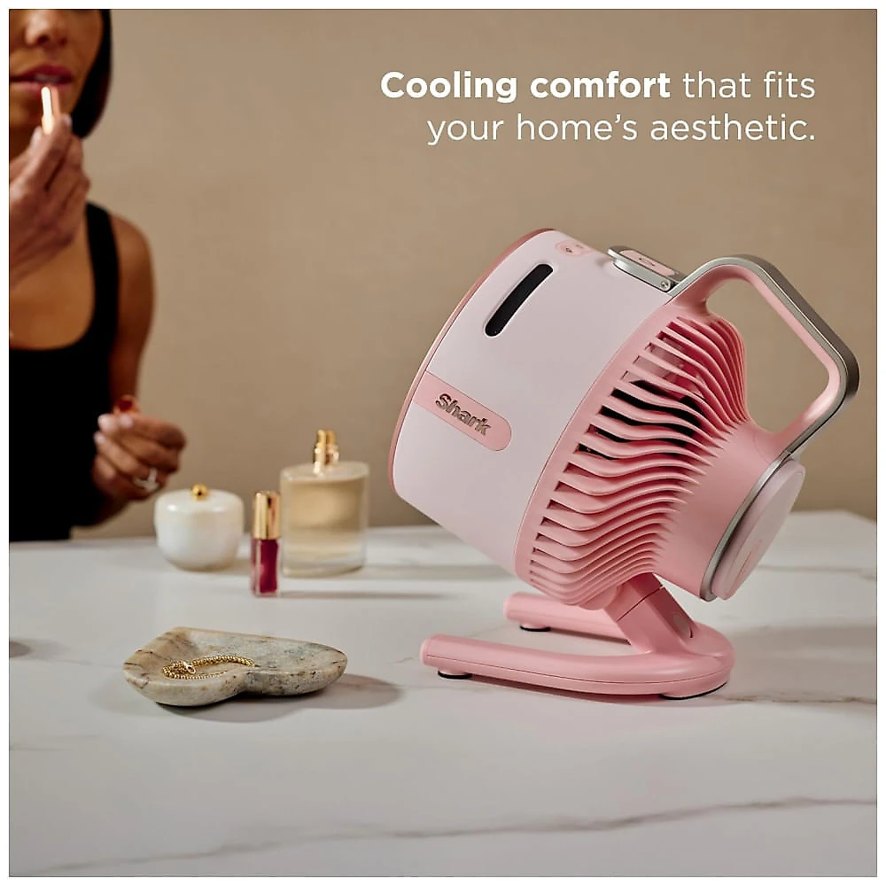 Ventilador portátil Shark FlexBreeze HydroGo Pro Peony, 5 velocidades, névoa evaporativa dry-touch, uso interno e externo, 110V