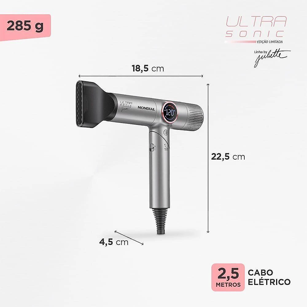 Secador mondial ultra sonic by juliette scp-ju-04-us bldc com cabo dobrável 220v