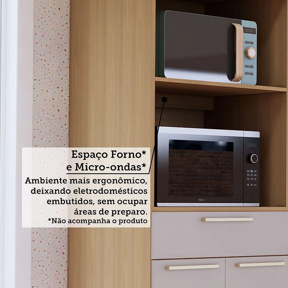 Cozinha Compacta 5 Pçs Tampo 270cm Elegance Luciane Móveis Freijó-freijó Brasil-cinammon