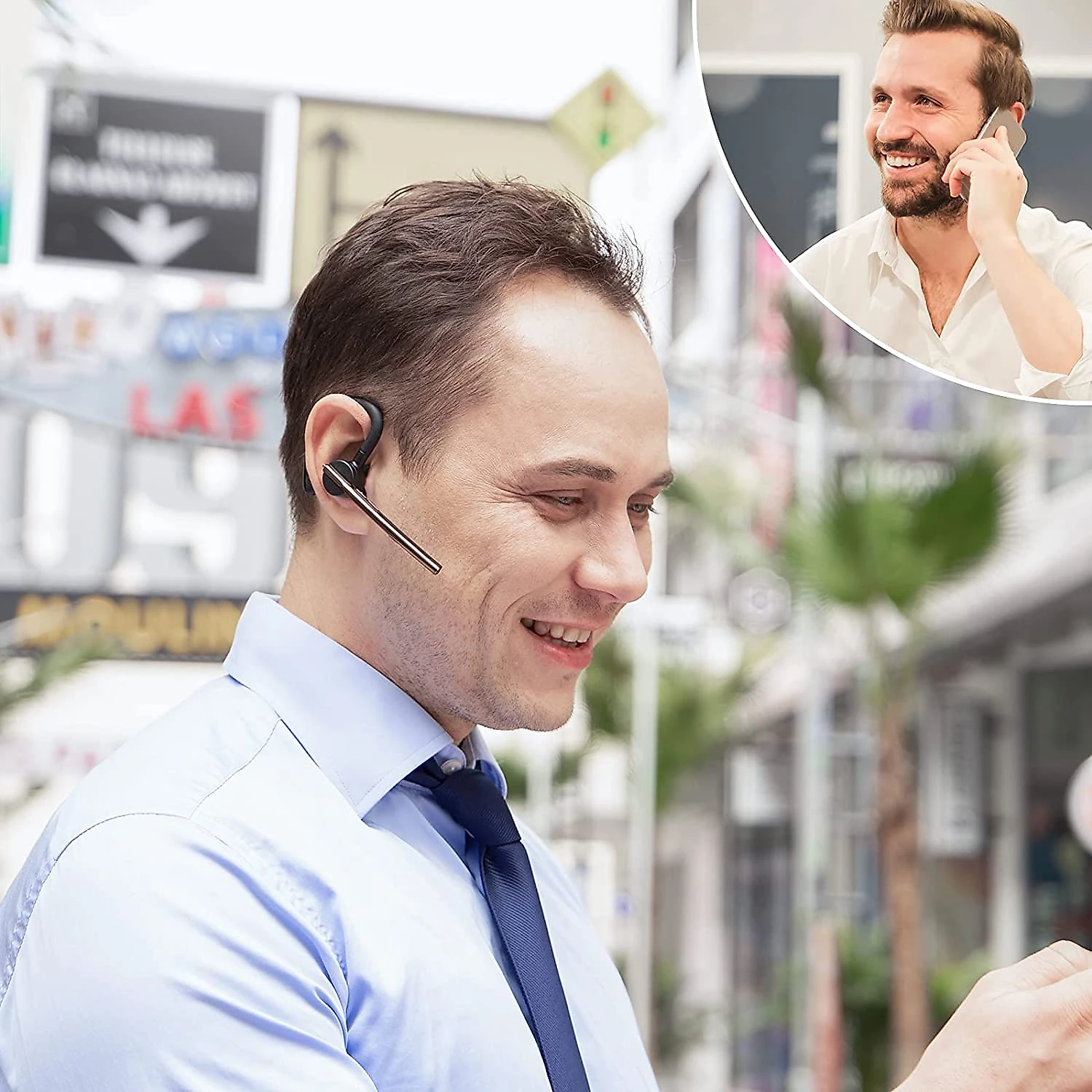 New bee Fone de ouvido sem Fio Headset Bluetooth para Chamadas com Microfone Preto
