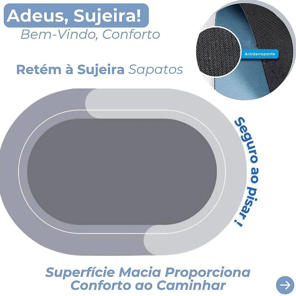 Tapete Antiderrapante Oval para Banheiro Pvc 58x38cm 1 Peça Texturizado Top Rio Comercial