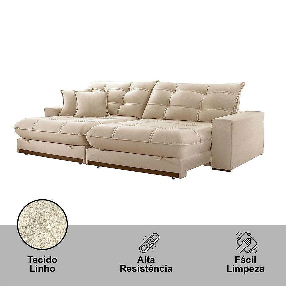 Sofá Duque Dois Módulos De 90cm B25cm Meu Sofá Online A294 Linho Creme