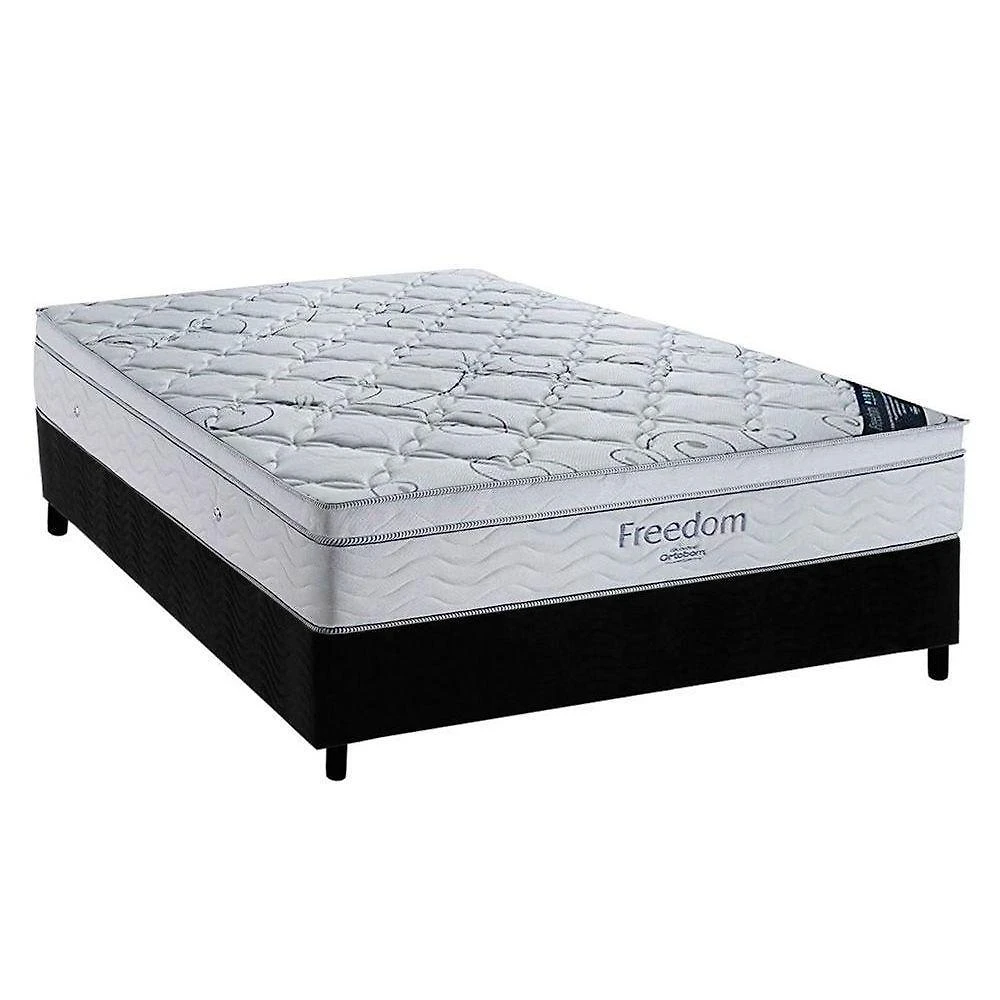 Cama Box Casal: Colchão Molas Superpocket Ensacadas Ortobom Freedom + Box Universal Crc Camurça Black (138x188)