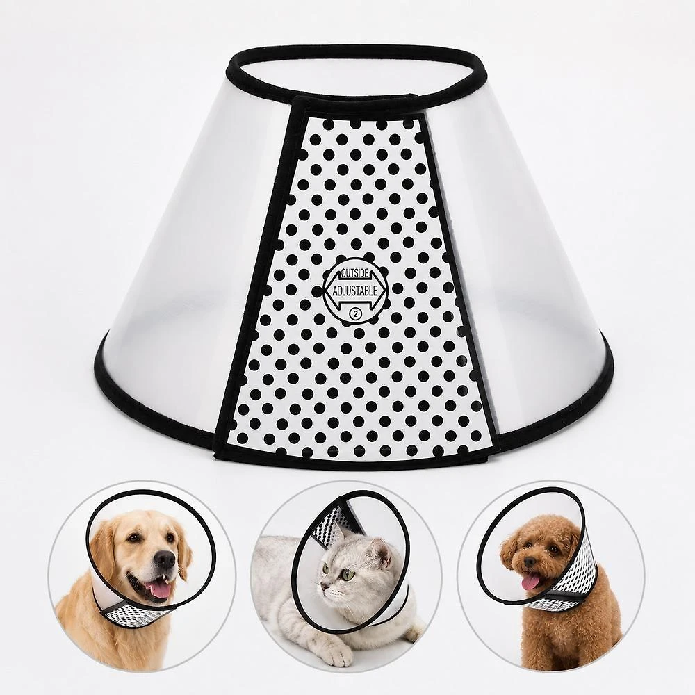 Colar Elizabetano Chalesco para Cães e Gatos Ajustável Anti Mordida Lavável Tamanho Único