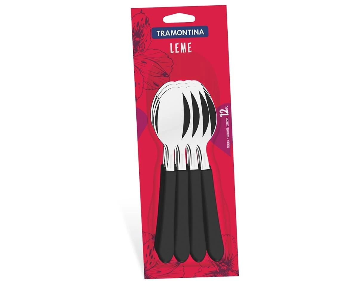 Conjunto de Colheres de Mesa Tramontina Leme Preto 12 Peças