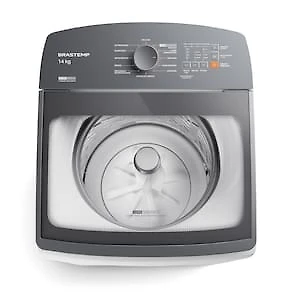 Miniatura Lavadora de Roupas Brastemp BWF14AB 14kg Smart Sensor Ciclo Tira Mancha Cesto Inox Branca 110V