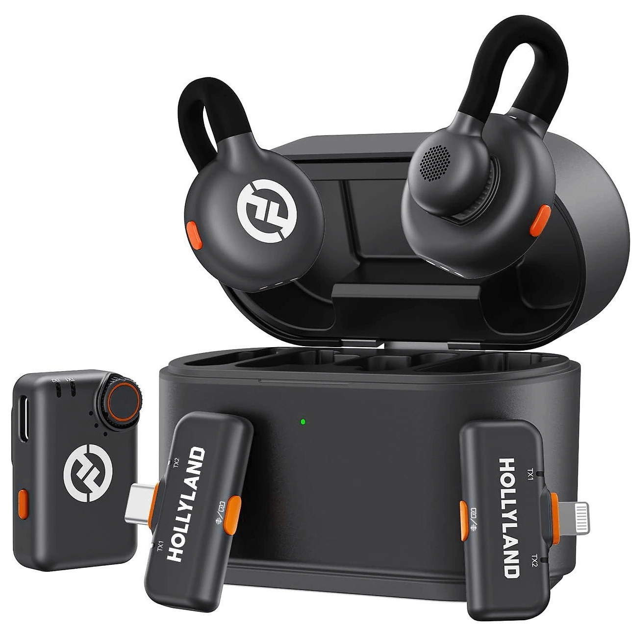 Sistema Microfone Duplo Hollyland LARK M2S Ultimate Combo Wireless para Câmeras e Smartphones USB-C e Lightning