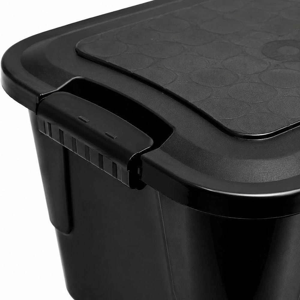 Caixa Organizadora Multiuso 15L Empilhável com Tampa e Trava Plástico Resistente Preto