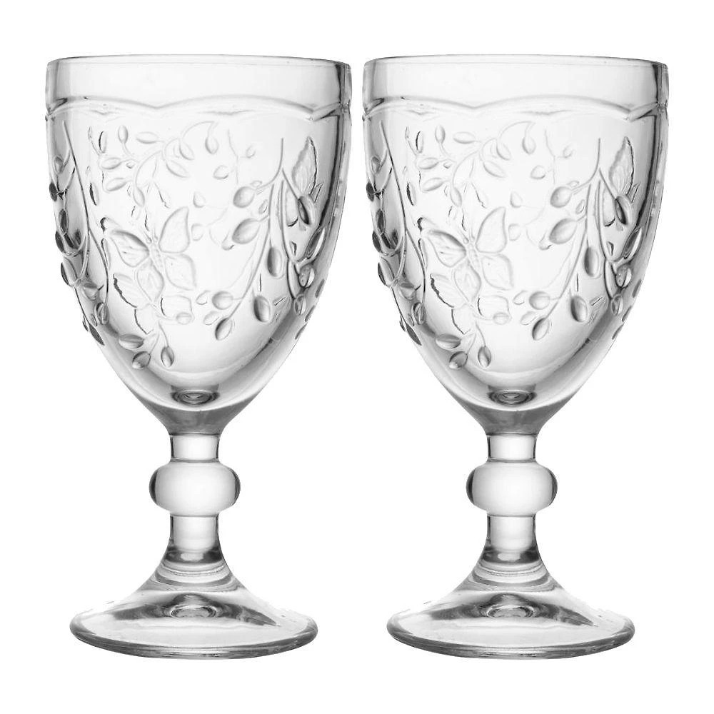 Jogo 2 Taça De Vidro água Sucos New Butterfly Borboletas Flores 320ml Lyor
