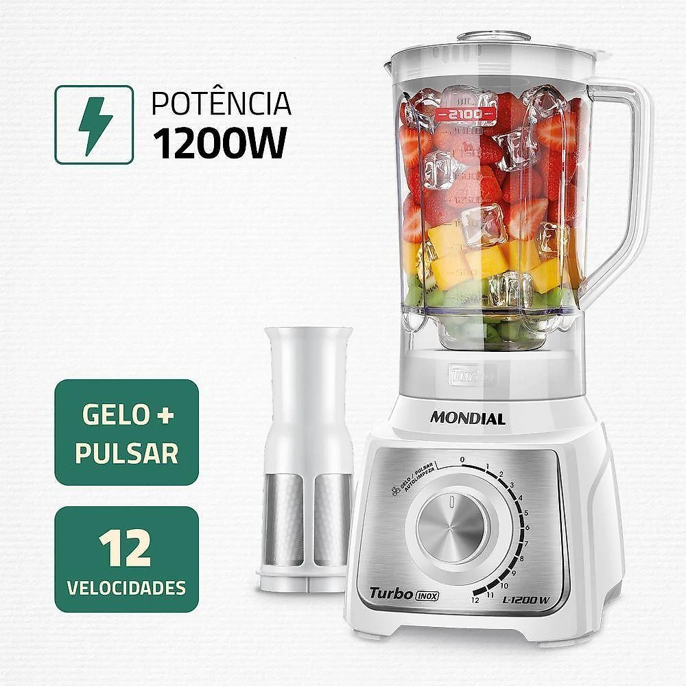 Liquidificador Mondial Turbo Black L-1200-wi Liquidificador L-1200-wi 127v/60hz