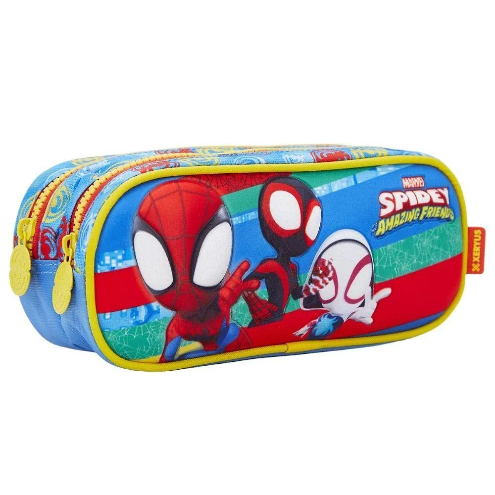 Estojo Escolar Infantil Xeryus 13406 Duplo com Estampa Oficial Marvel Amarelo