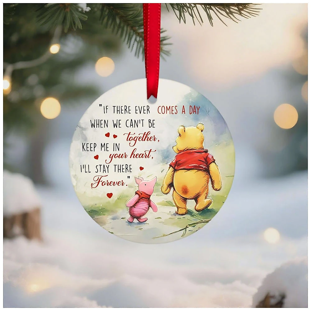 Enfeite de Natal Cerâmico 34HD, Dupla Face, Redondo 7,4 cm, Decoração para Árvore, Presente Natalino 2025 com Cordão