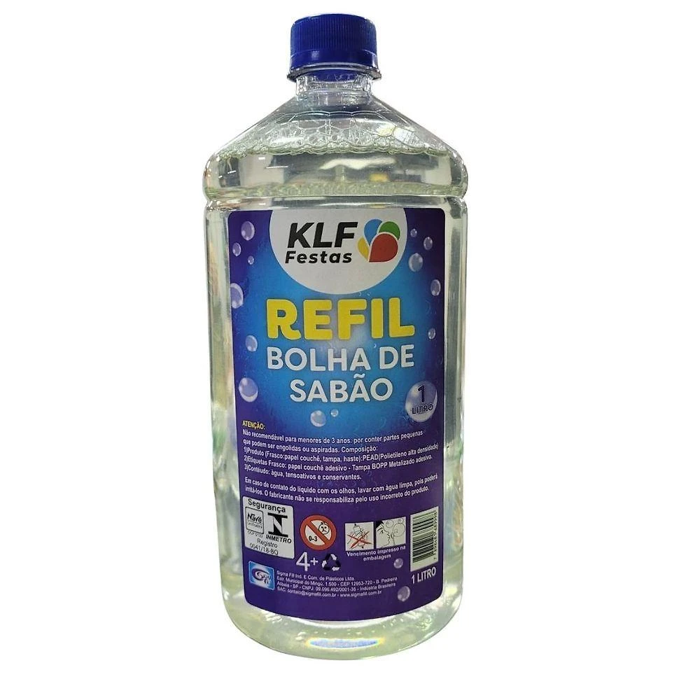 Refil de Bolha de Sabão para Festas com Fórmula Especial 1L KLF Festas
