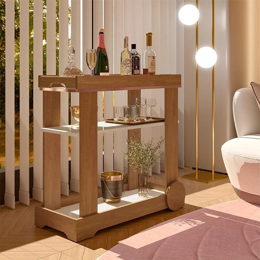 Carrinho Bar Com Rodizios 80 Cm 4659 Cinamomo Off White Arly Cinamomo Off White