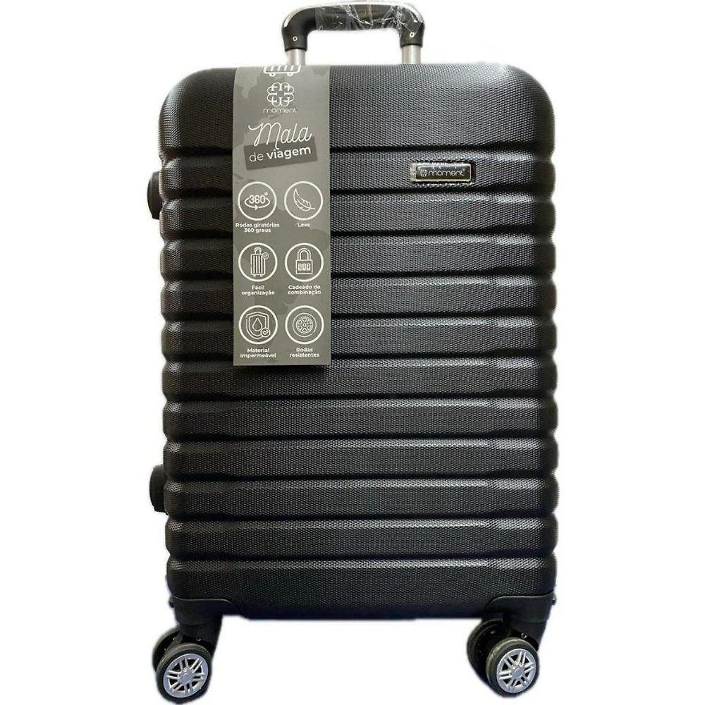 Mala de Viagem de Bordo 10kg em ABS com Rodas Duplas 360º e Cadeado Embutido Preto Moment