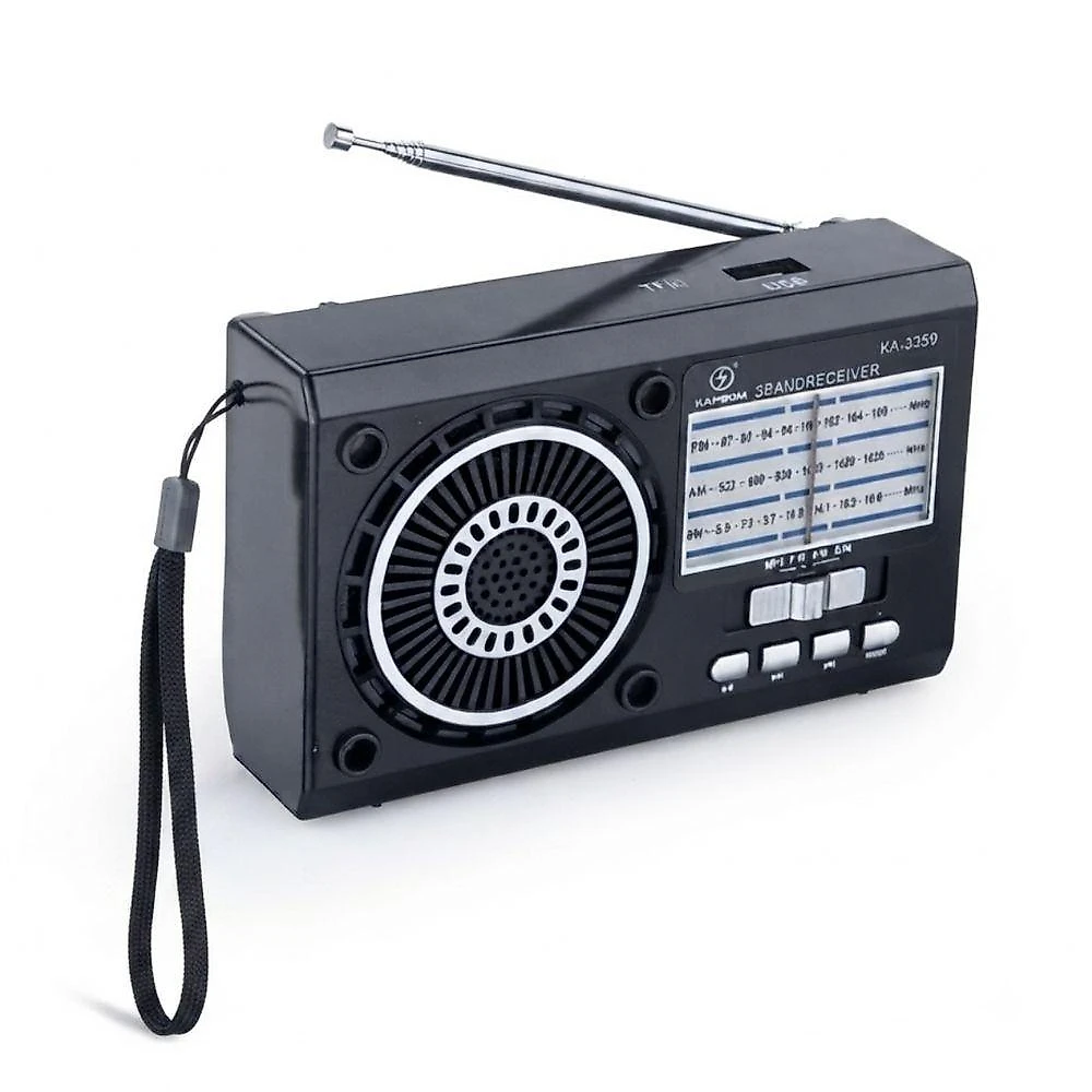 Rádio Retrô Kapbom KA-3359 Recarregável Energia Solar USB Cartão TF Vermelho