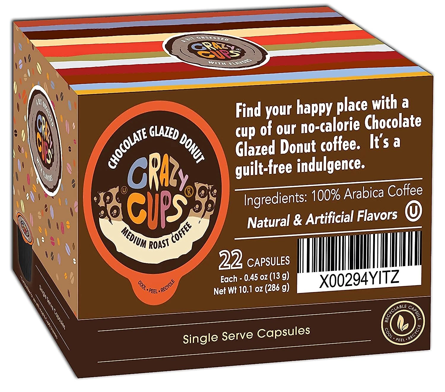 Cápsulas de café com sabor donut sabor chocolate 22 unidades