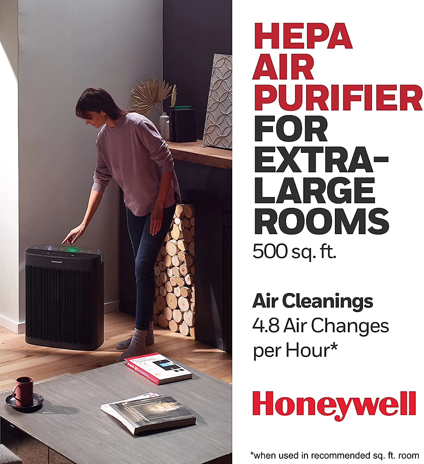 Honeywell HPA5300 Purificador de Ar cFiltro HEPA Área até 45 m 2 cIndicador de Qualidade Preto