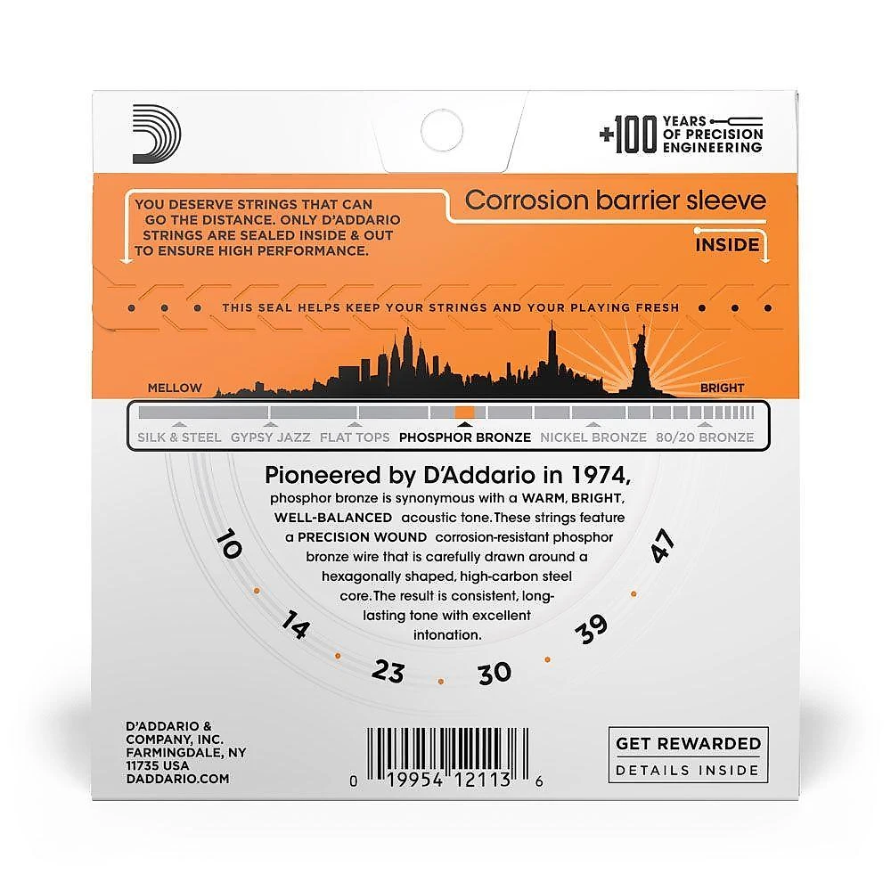 Encordoamento Violão Aço EJ15 Phosphor Bronze Extra Leve D'Addario