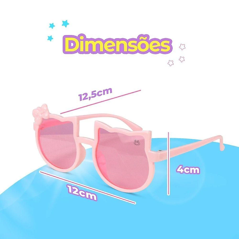 Oculos Sol + Pulseira + Relogio Digital Infantil Led Rosa