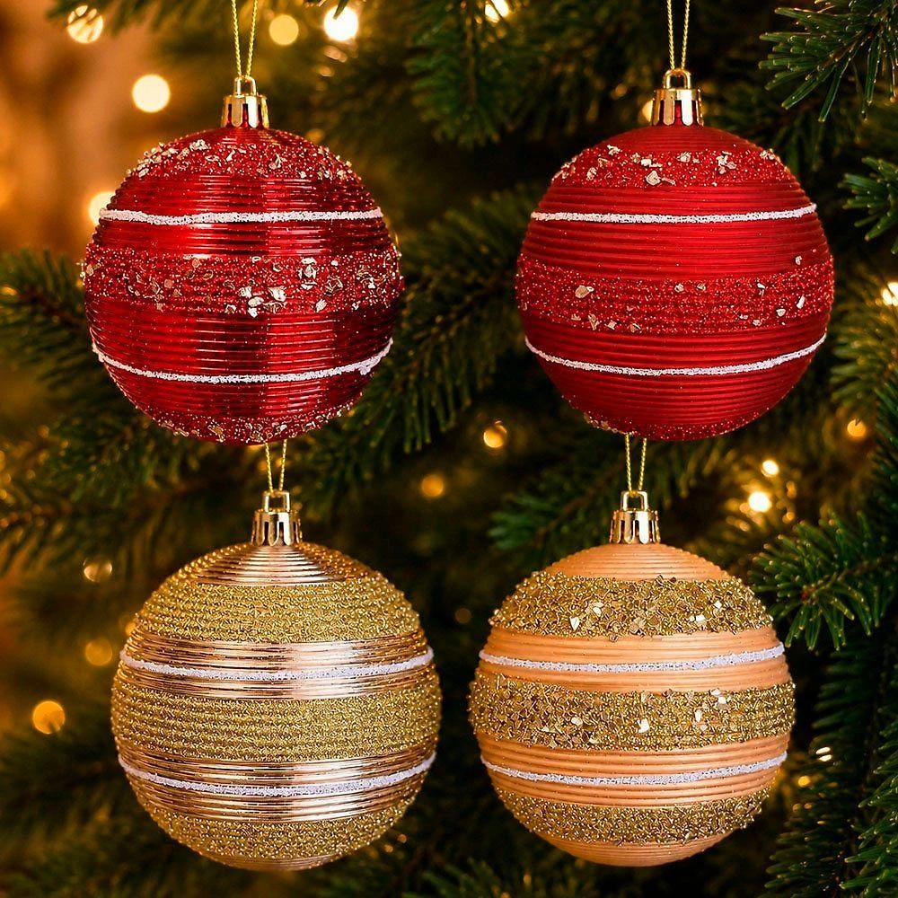 Bola de Natal para Decoração de Árvore Kit 12 Bolas Natalinas 6 Vermelhas e 6 Douradas 8CM