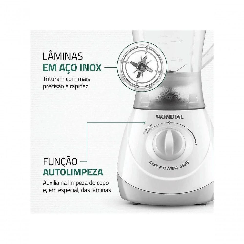Liquidificador Mondial L-550 550W 1,9L 2 Velocidades Branco 110V