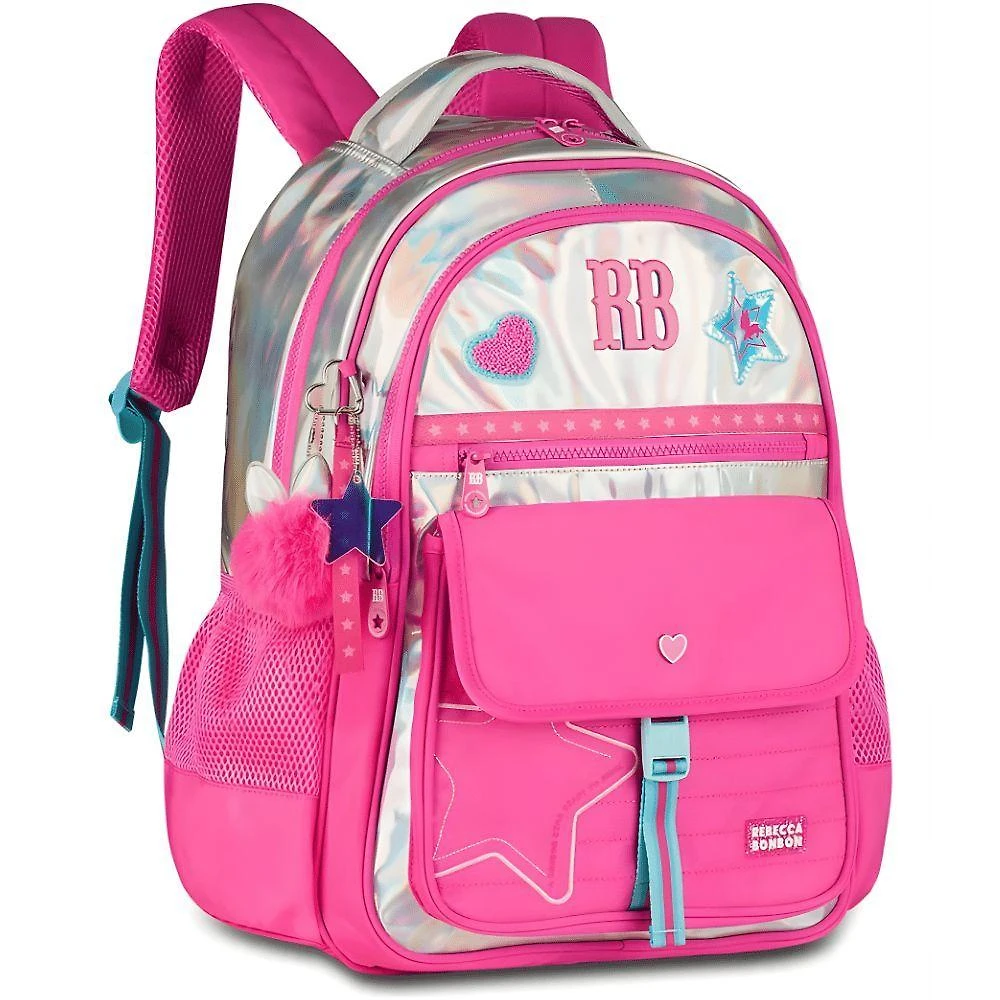 Mochila de Costas Infantil Clio Style RB27021 PVC e Poliéster Rosa Rebecca Bonbon