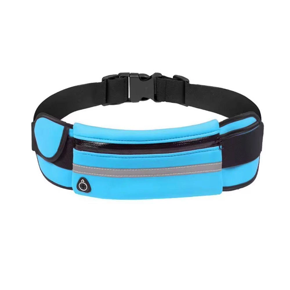 Pochete Esportiva Corrida Slim Impermeável com Porta Garrafa e Celular Azul Claro OEM