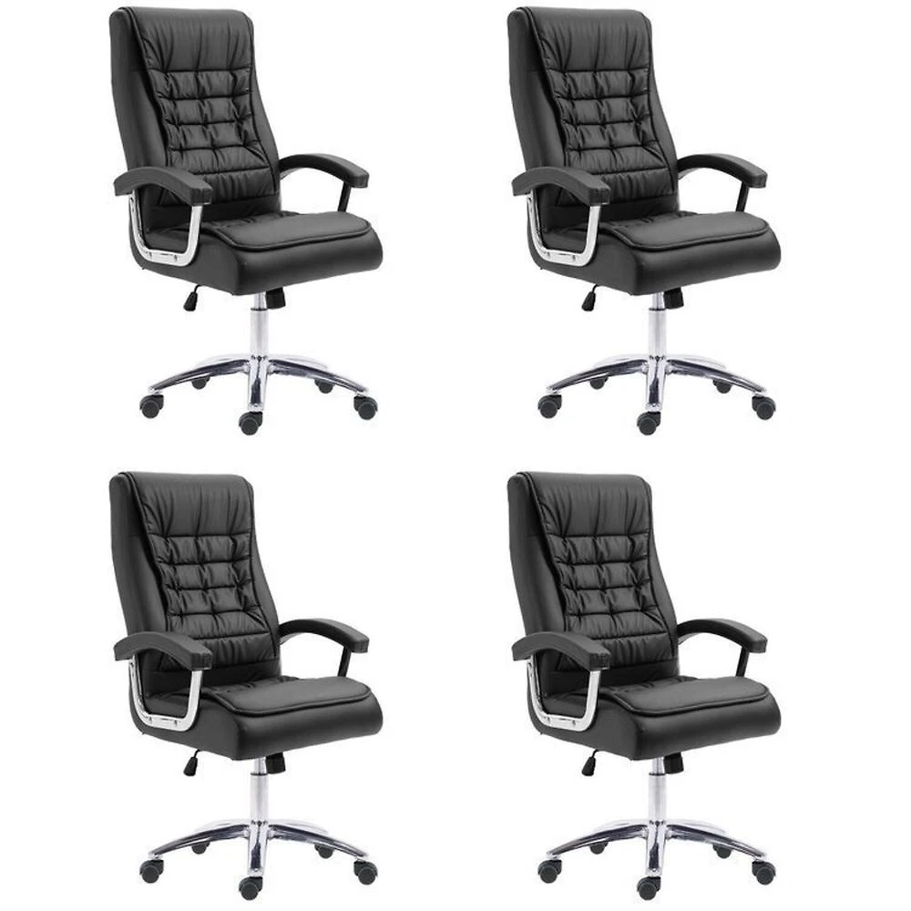 Kit 4 Cadeiras Escritório Presidente Ergonômica NR17 Corino Mola Ensacada