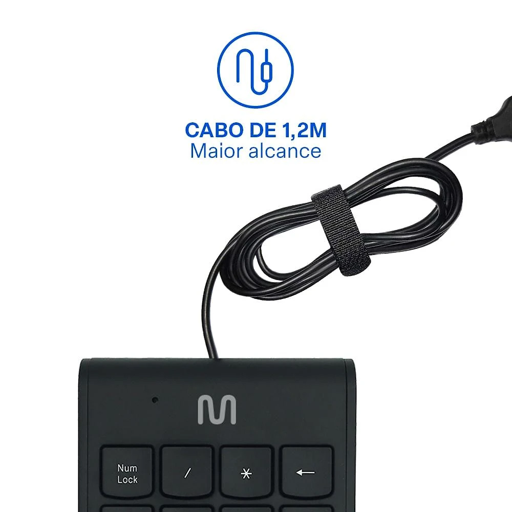 Teclado numérico com fio usb até 120cm c/ tecla 000 preto multi (multilaser) - tc227