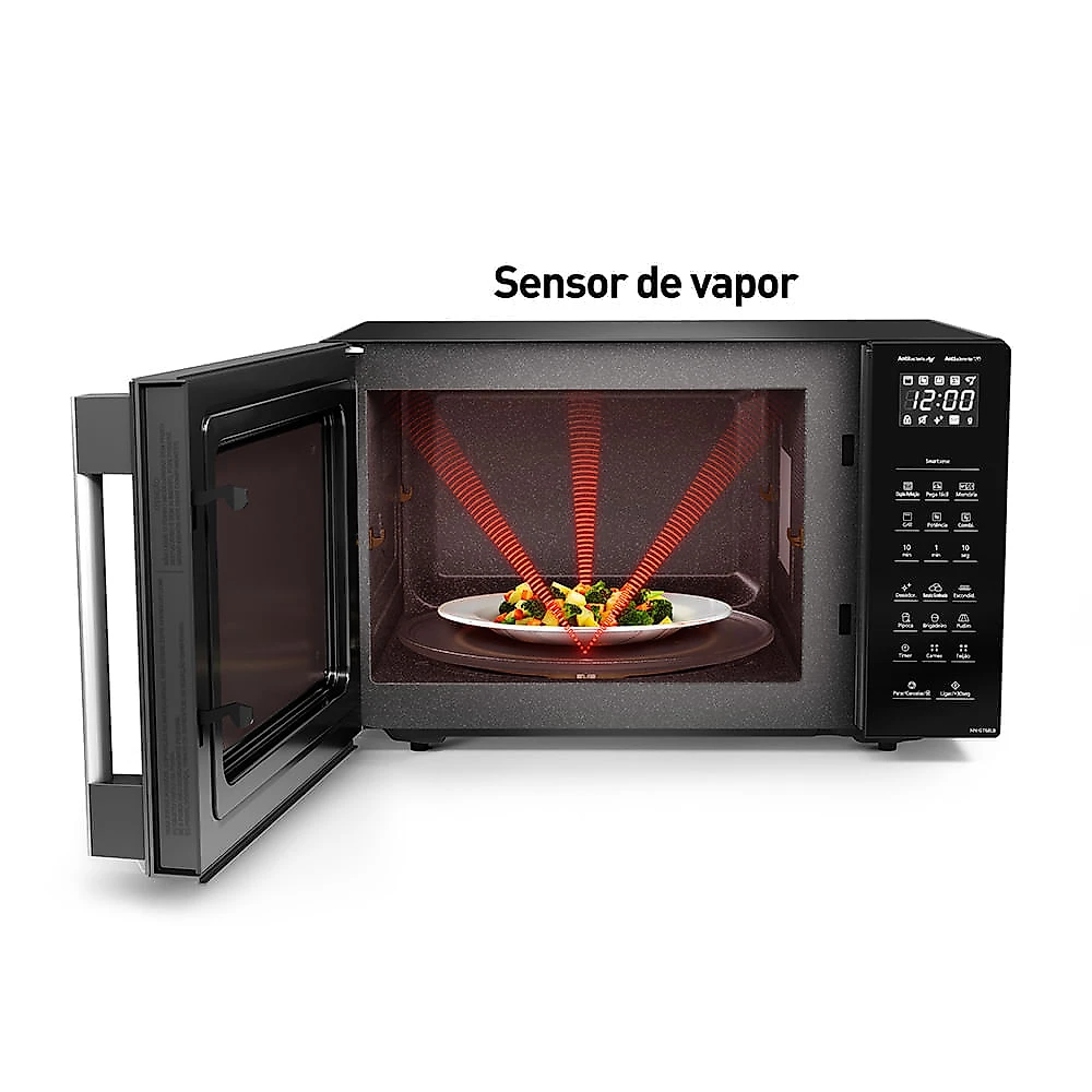 Microondas Panasonic Com SmartSense e Dupla Refeição 30L Preto - NN-GT68LBRU 110v