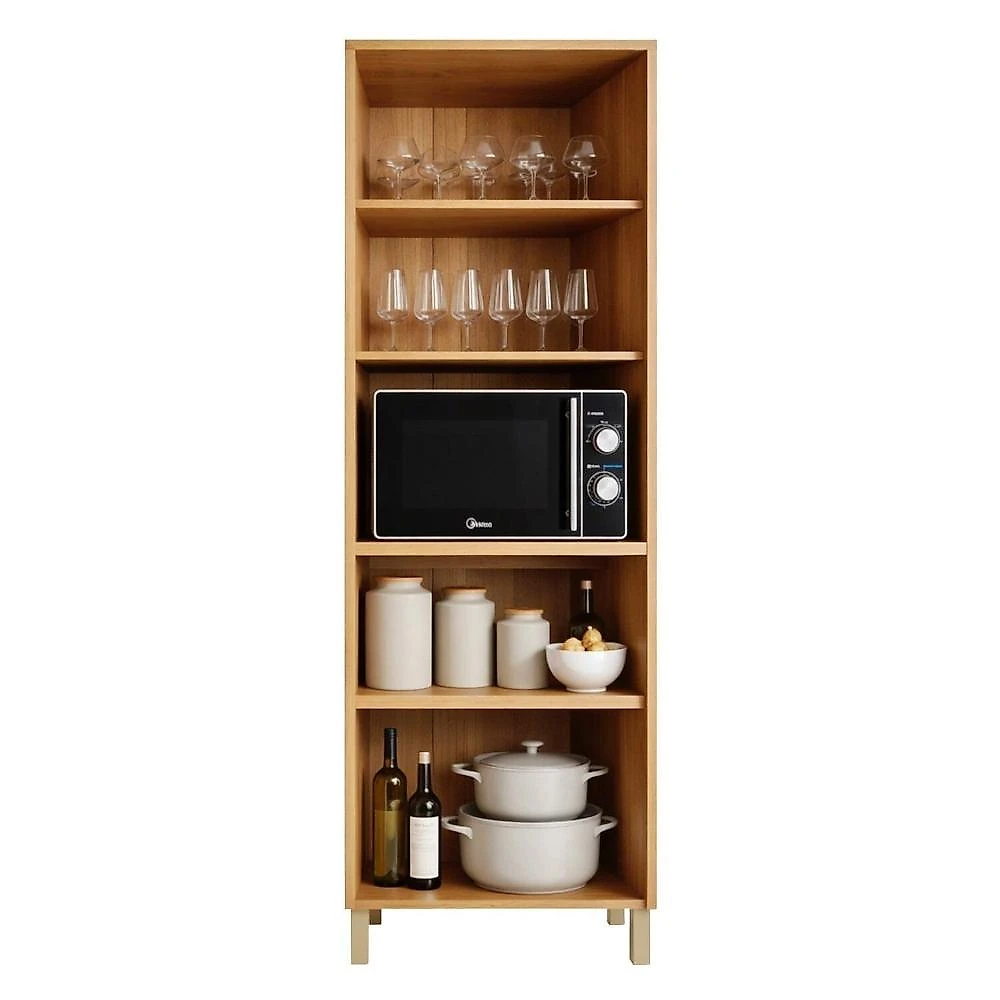 Paneleiro de Cozinha com 4 Portas e Vidro Reflecta Nobre Cinamomo/Off White