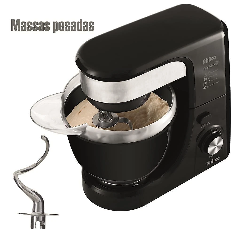 Batedeira planetária philco php500 turbo com 11 velocidades e 500w – preto 220
