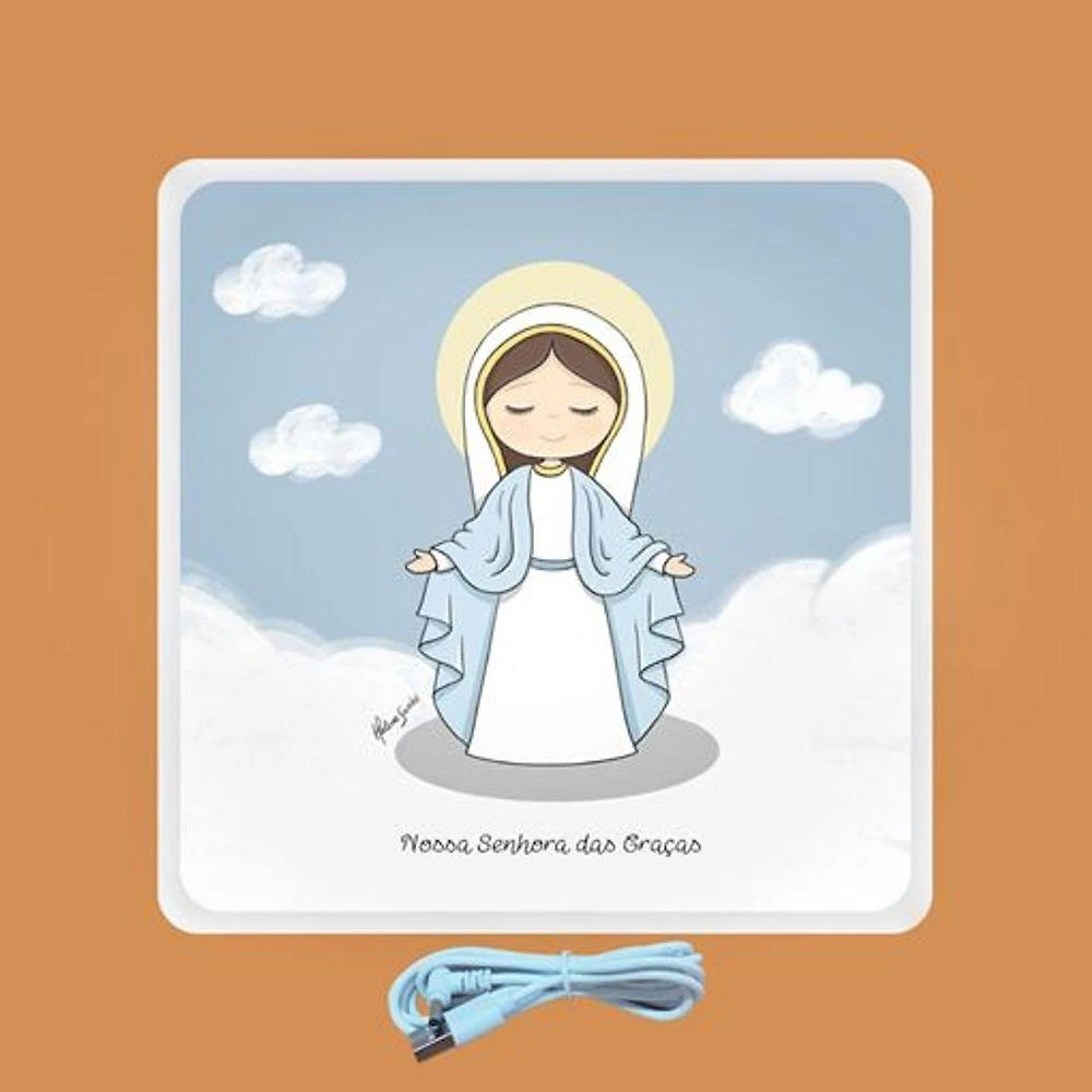 Mini Luminária Box Santa Maria USB Luz Difusa Bivolt Polietileno 11,5CM