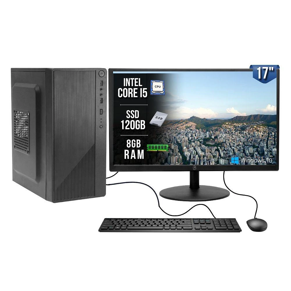 Computador Completo Intel Core I5 650 3.20GHz 8GB SSD 120GB Windows 10 Trial Monitor 17