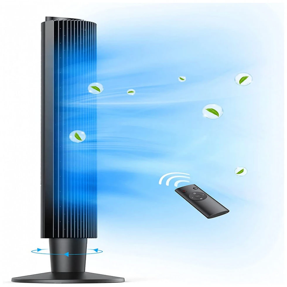 Tower Fan, 42” 90° Oscillating Tower Fan with 5 Fan Speeds, Sleep Mode, Remote, 12H On, Off Timer, Portable Stand Up Fl...