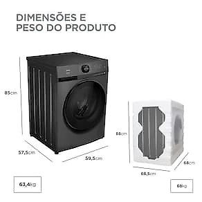 Lava e Seca Midea Slim HealthGuard Smart MF201D110WB/GK Titanium com 14 Programas, Wi-Fi e Compatível com Alexa – 11kg 110V