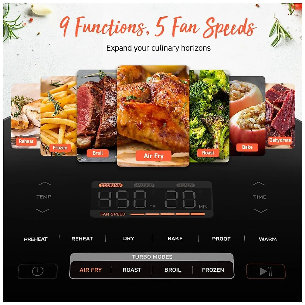 Fritadeira de Ar COSORI TurboBlaze 6 Litros 9 em 1, Revestimento Premium Cerâmico, Aquecimento Preciso para Resultados Uniformes, Frite, Asse, Doure