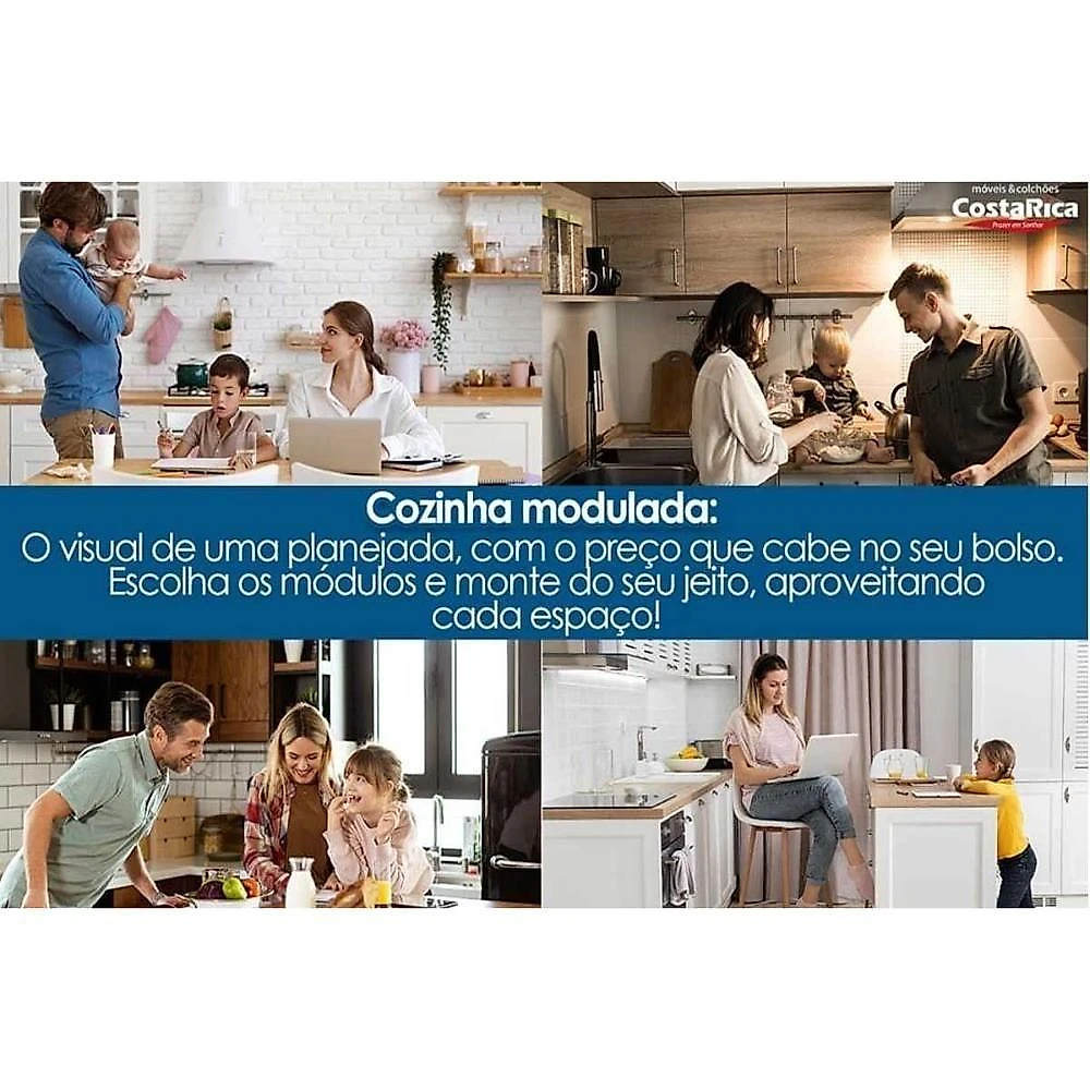 Cozinha Divina 4 Portas 2 Gavetas MDF 180CM Cinamomo e Titanium MGM