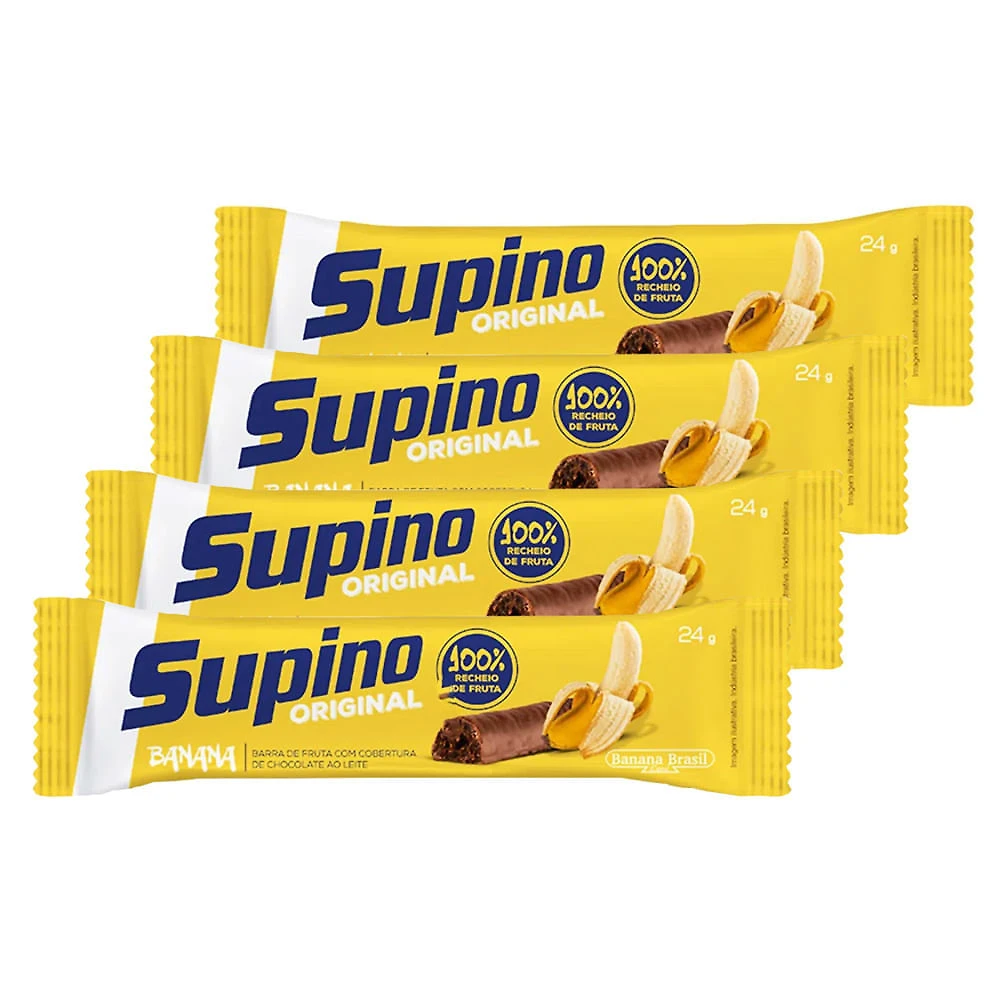 Barra de Fruta Supino Banana com Chocolate | Kit com quatro unidades