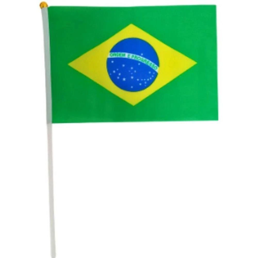 Bandeira do Brasil 30x45cm para Haste e Eventos Verde Pct com 12