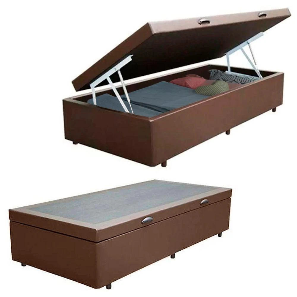 Cama Box Baú Solteiro Sintético + Colchão De Espuma D33 - Sereneprime - 88cm Marrom