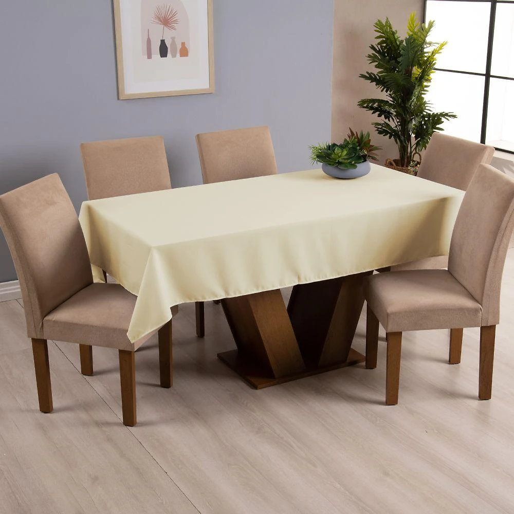 Toalha De Mesa Basic 1 Peça 1,45m X 1,40m 4 Lugares 100% Poliéster Tecido Oxford - Palha
