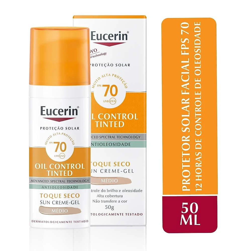 Eucerin sun oil control tinted médio fps70 creme facial