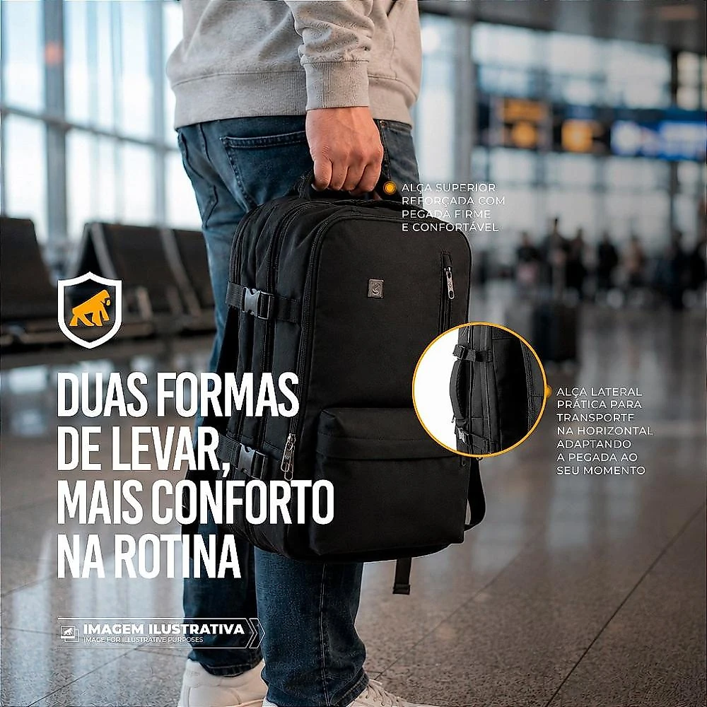 Kit Mochila Bolsa de Viagem 33L Symetric + Necessaire Organizadora Discovery - Gshield