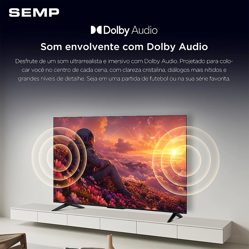 Smart TV Semp 43 Polegadas LED Full HD S42R Roku TV Wi-Fi Dolby Audio Brilho até 240 Nits 43S42R