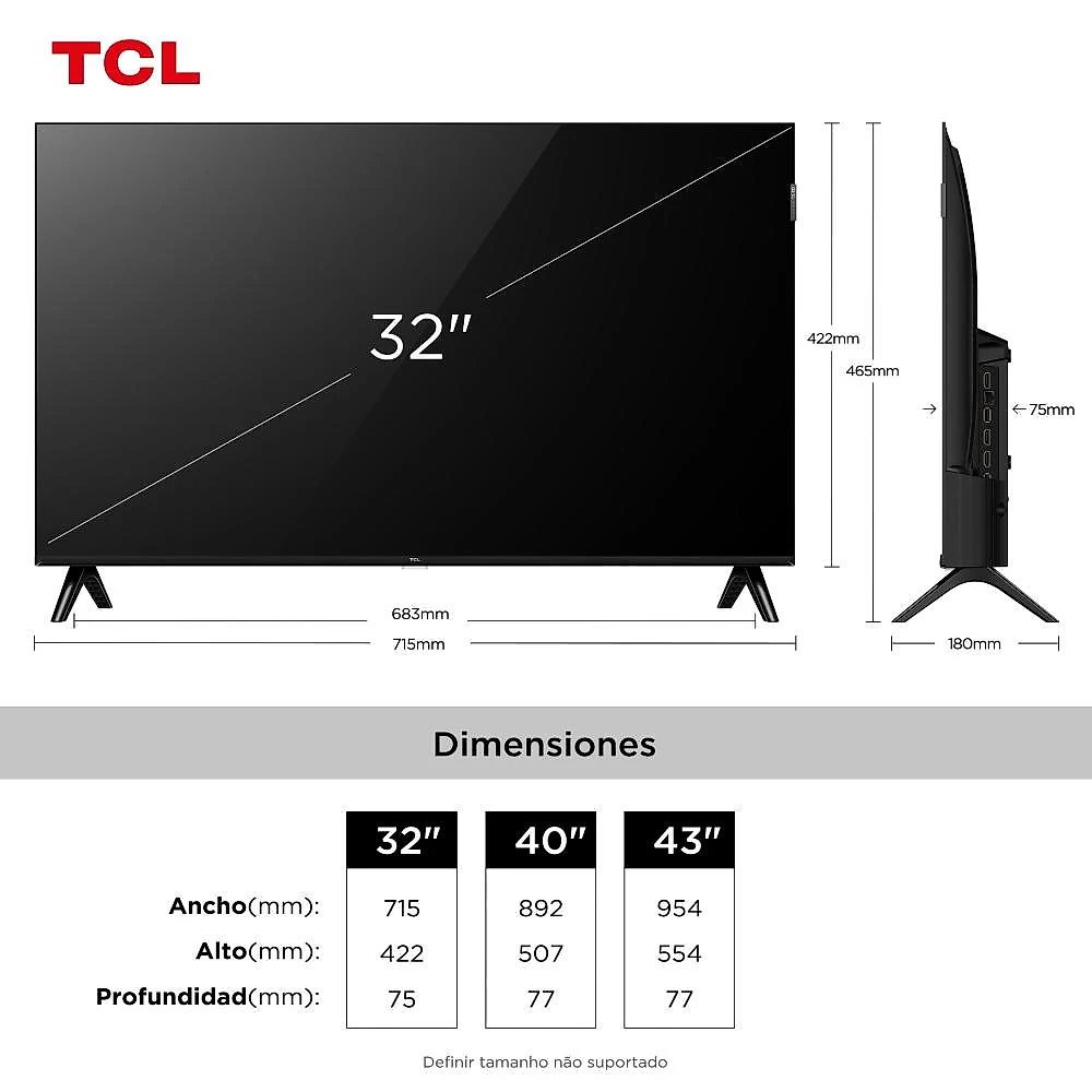 Smart tv 32” fhd tcl 32s5k qled dolby audio google tv