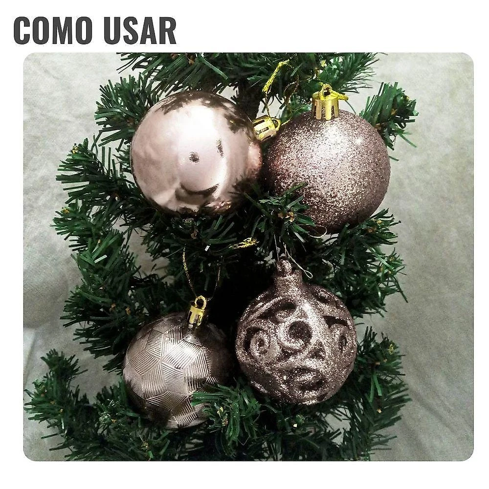 Bola De Natal Rose Gold Misto 6cm - 9 Unidades